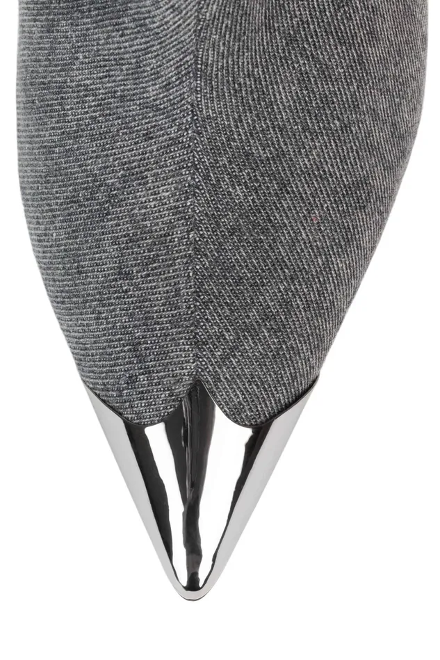 Women Jeffrey Campbell Knee To Thigh BYGOLLY Black Denim Pewter