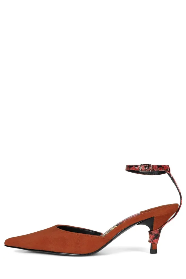 Women Jeffrey Campbell Mule OPERATIVE Rust Suede Red Snake