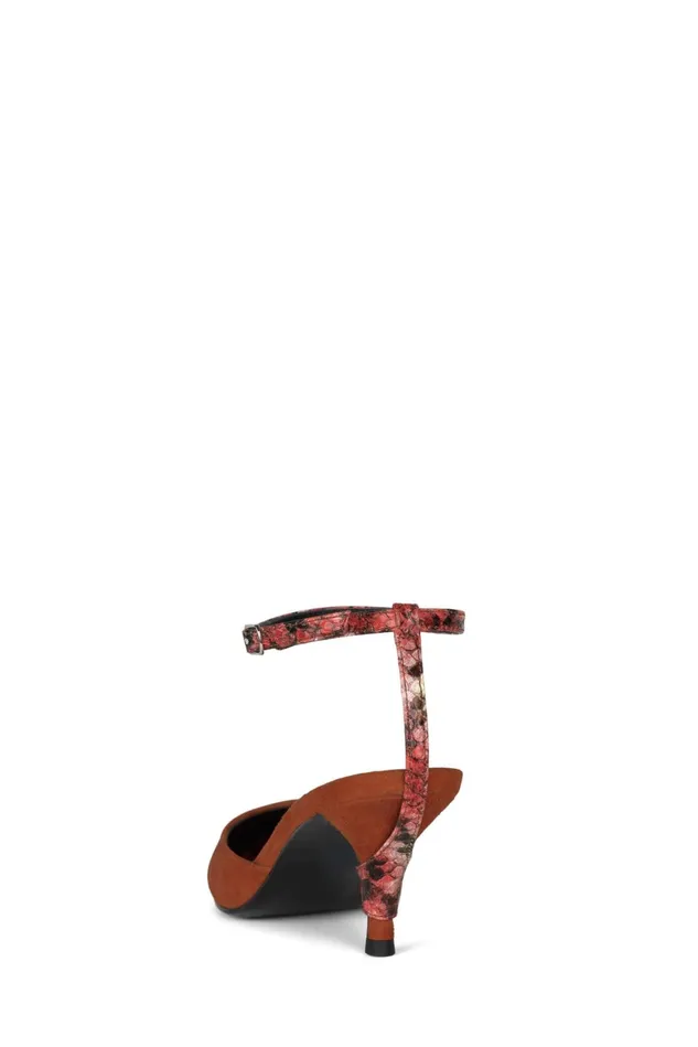 Women Jeffrey Campbell Mule OPERATIVE Rust Suede Red Snake