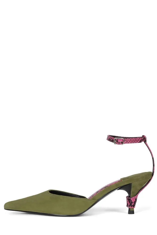 Women Jeffrey Campbell Mule OPERATIVE Rust Suede Red Snake