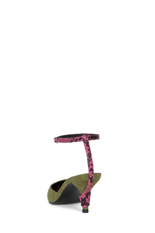Women Jeffrey Campbell Mule OPERATIVE Rust Suede Red Snake