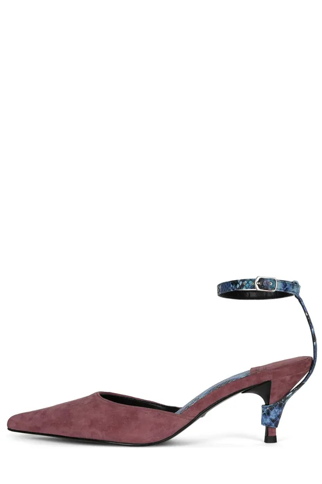 Women Jeffrey Campbell Mule OPERATIVE Rust Suede Red Snake