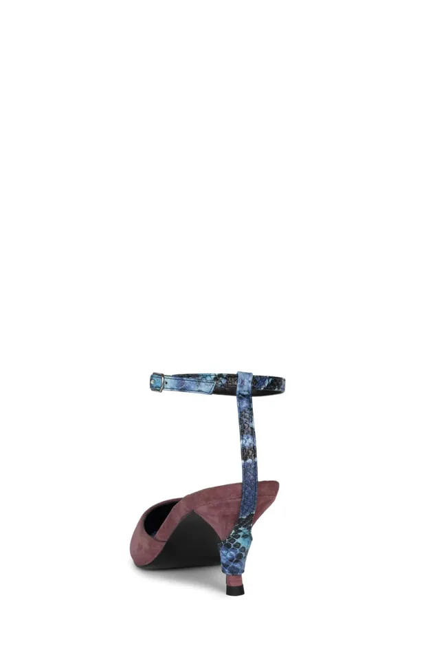 Women Jeffrey Campbell Mule OPERATIVE Rust Suede Red Snake