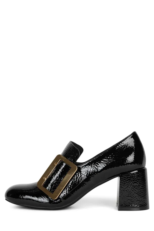 Women Jeffrey Campbell Pump BRUNA Black Patent Gold