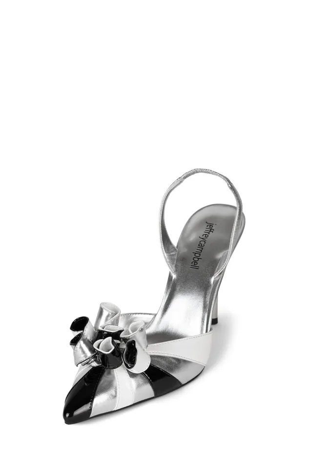 Women Jeffrey Campbell Pump PARTYFAVOR Silver Metallic Black
