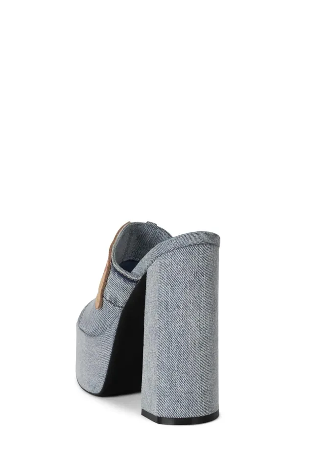 Women Jeffrey Campbell Sandal BACKPOCKET Light Blue Denim Tan
