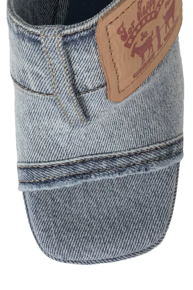 Women Jeffrey Campbell Sandal BACKPOCKET Light Blue Denim Tan