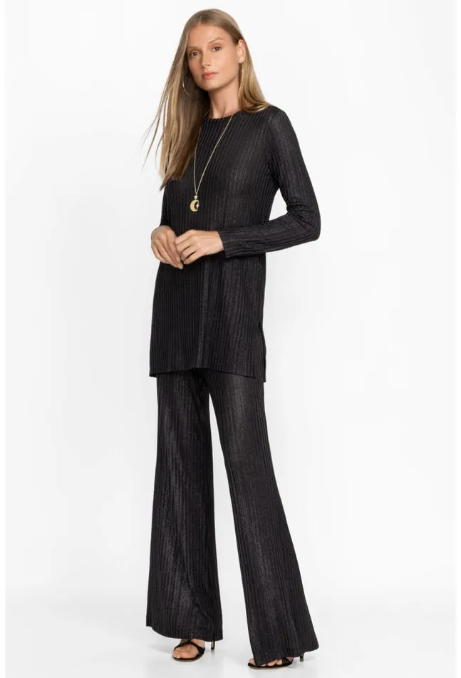 Women Jenna Metallic Easy Pant Black Johnny Was Bottoms