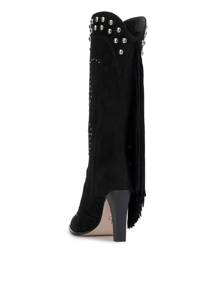 Women Jessica Simpson Boots and Booties Rosera Studded Fringe Boot In Black