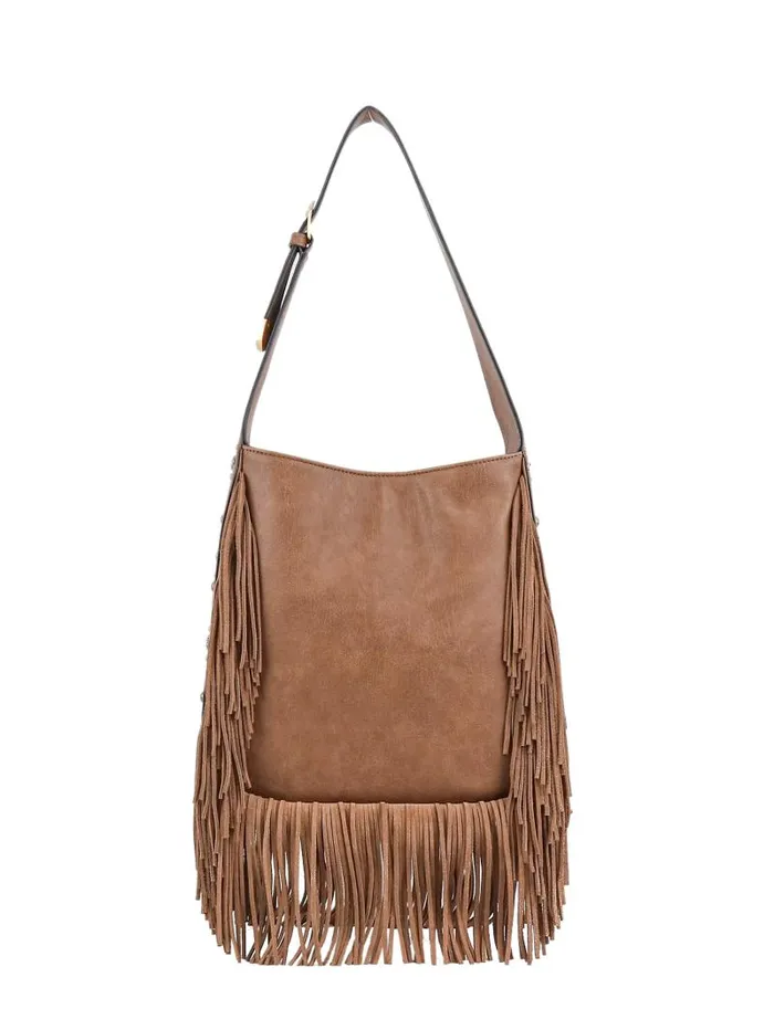 Women Jessica Simpson Crossbody Fringed Calypso Hobo In Almond Brown