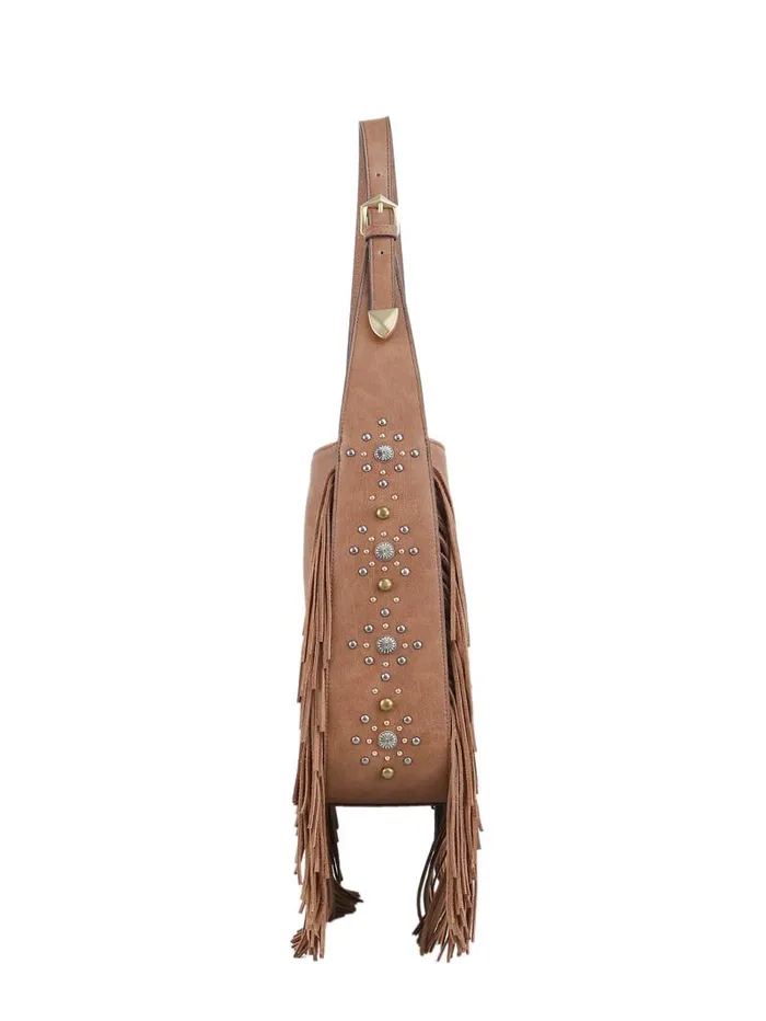 Women Jessica Simpson Crossbody Fringed Calypso Hobo In Almond Brown