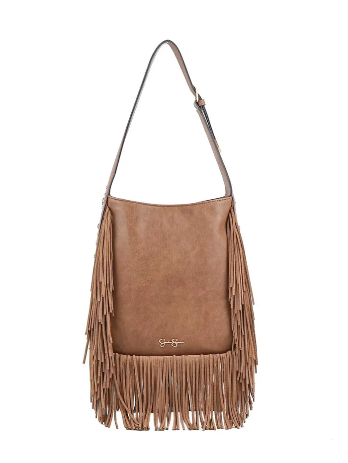 Women Jessica Simpson Crossbody Fringed Calypso Hobo In Almond Brown