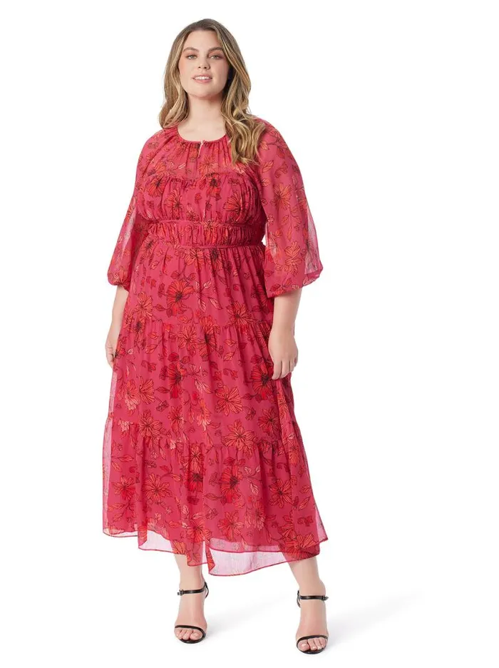 Women Jessica Simpson Dresses Adeline Maxi Dress In Outlined Blossoms