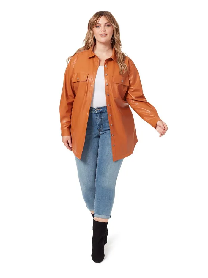 Women Jessica Simpson Jackets Blazers and Kimonos Paula Shacket In Adobe