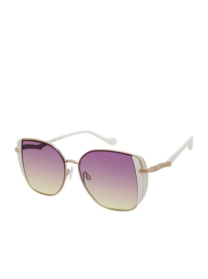 Women Jessica Simpson Sunglasses Metal Shield Butterfly Sunglasses In Gold