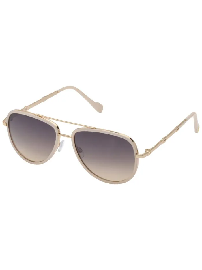 Women Jessica Simpson Sunglasses Modern Metal Aviator Sunglasses In Gold and Cream Women Jessica Simpson Sunglasses Modern Metal Aviator Sunglasses In Gold and Cream