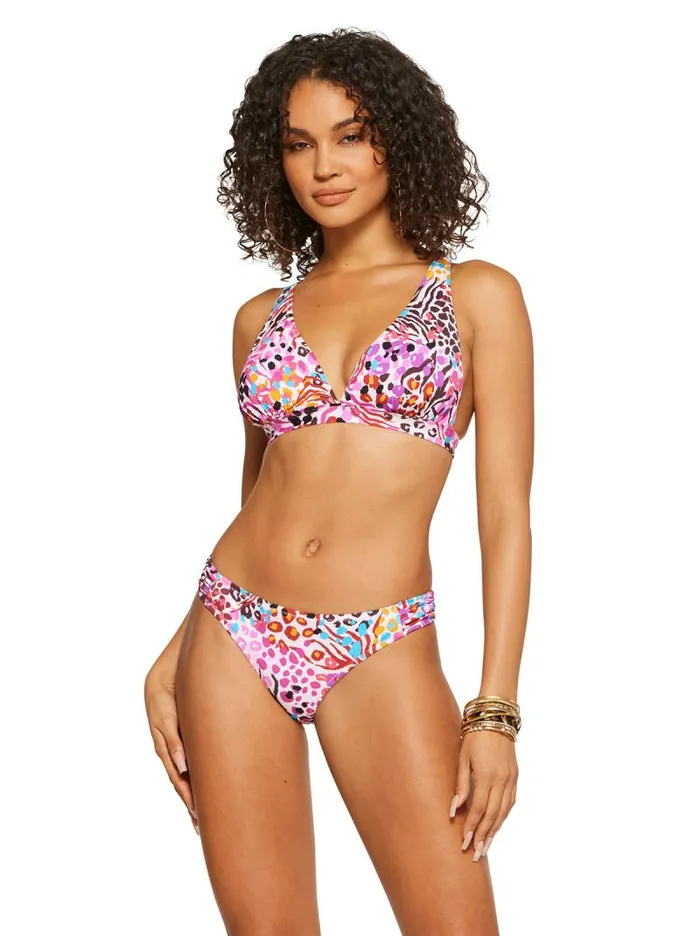 Women Jessica Simpson Swim French Exit Full Support Triangle Bra In Pink Multi Women Jessica Simpson Swim French Exit Full Support Triangle Bra In Pink Multi
