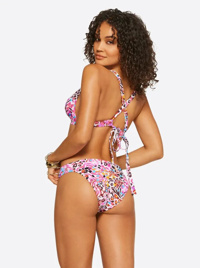Women Jessica Simpson Swim French Exit Full Support Triangle Bra In Pink Multi