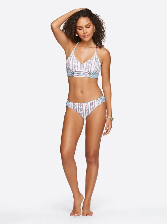 Women Jessica Simpson Swim Side Shirred Hipster In Sun Salutation