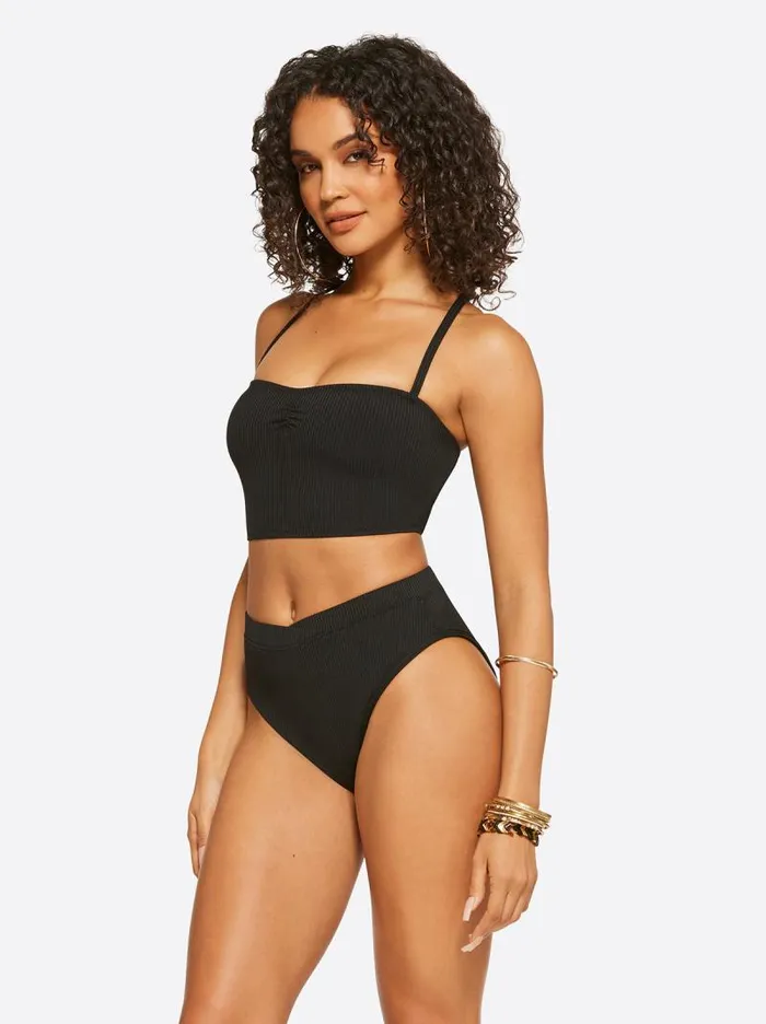 Women Jessica Simpson Swim Textured Solids Open Back Tank In Black