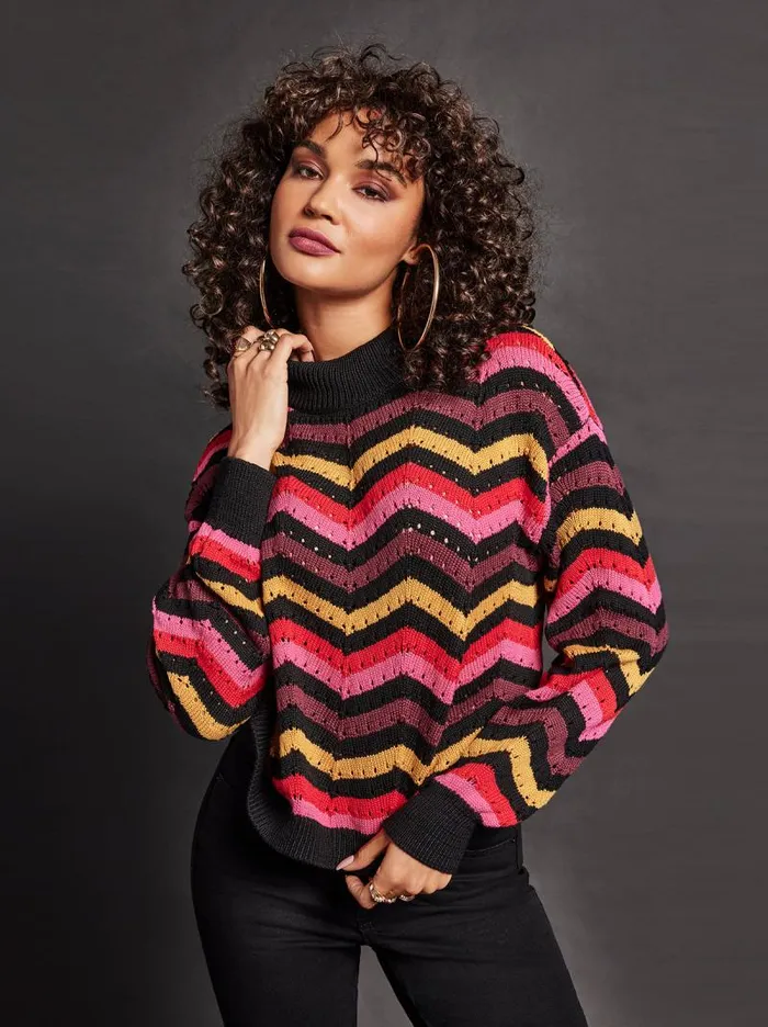 Women Jessica Simpson Tops and Tees Farai Sweater In Striped Multi