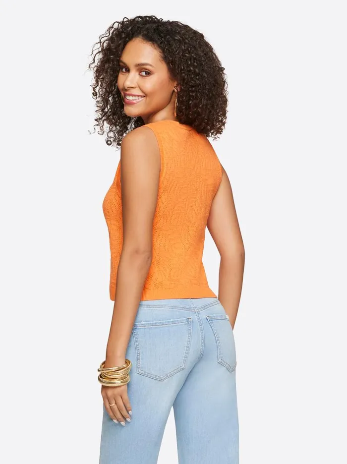 Women Jessica Simpson Tops and Tees Ivy Mesh Tank In Mandarin Orange