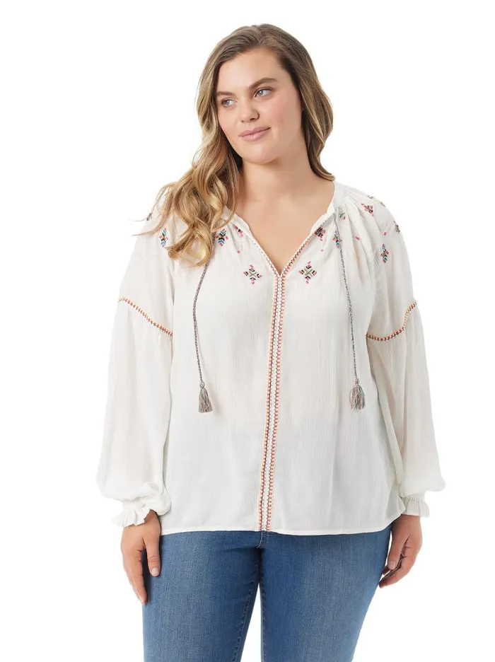 Women Jessica Simpson Tops and Tees Lissy Embellished Top In Gardenia