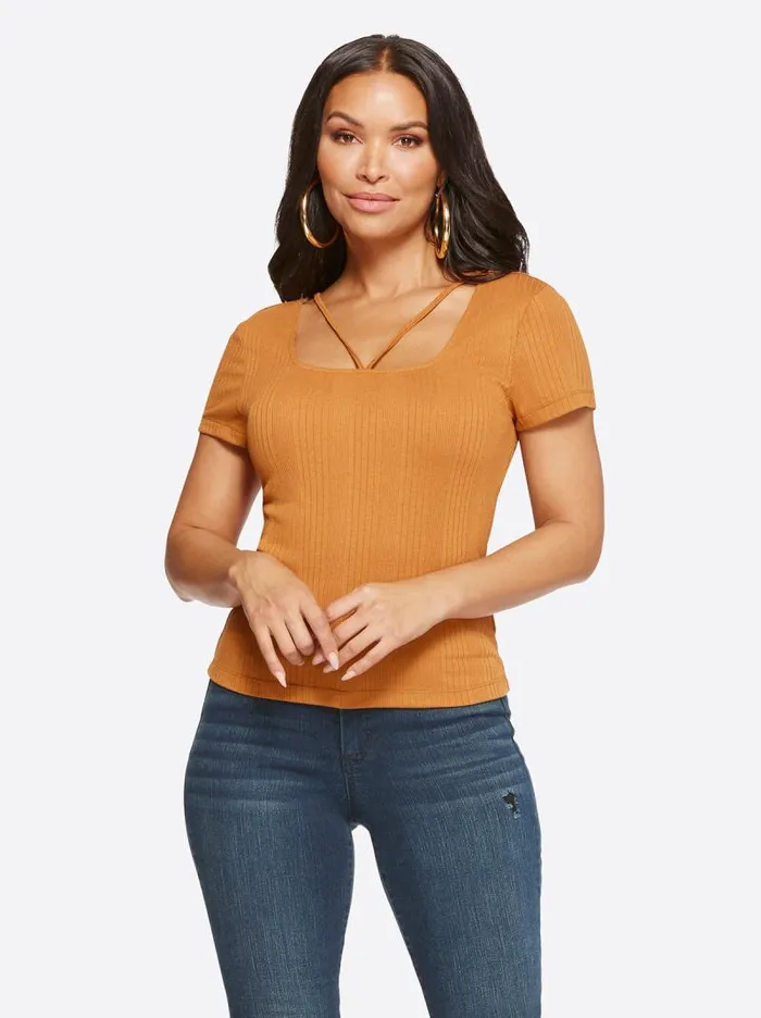 Women Jessica Simpson Tops and Tees Pippa Top In Glazed Ginger