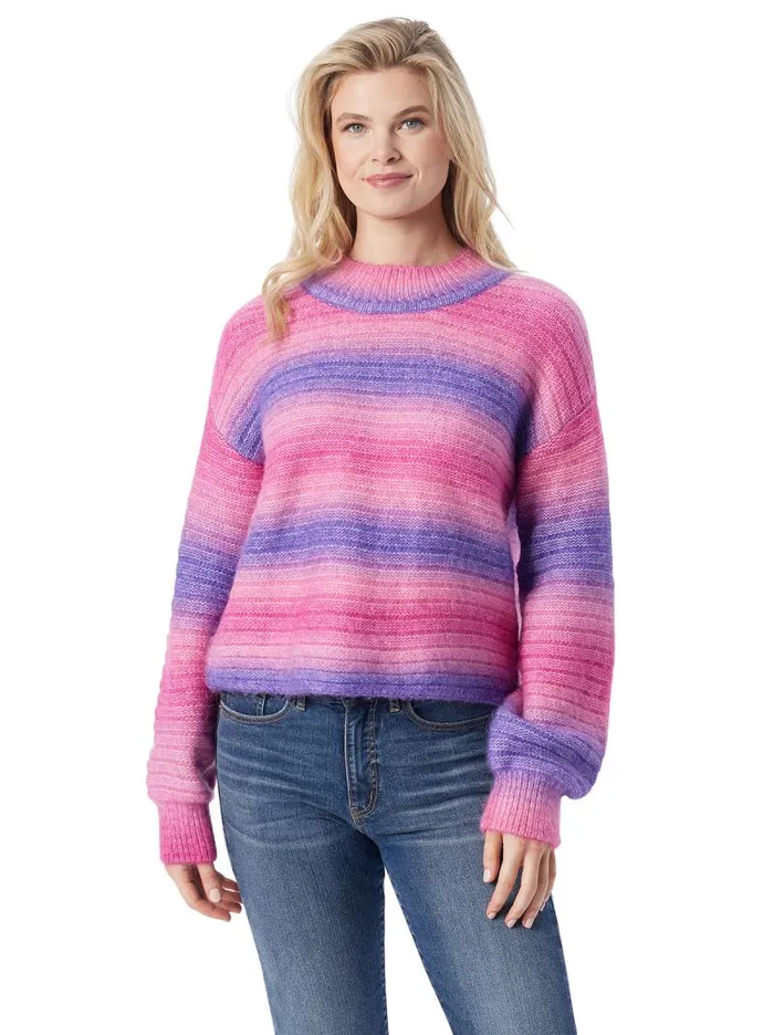 Women Jessica Simpson Tops and Tees Portia Sweater In Royal Purple Combo
