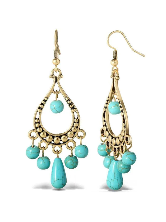 Women Jessica Simpson Turquoise Collection Turquoise Bead Chandelier Earrings