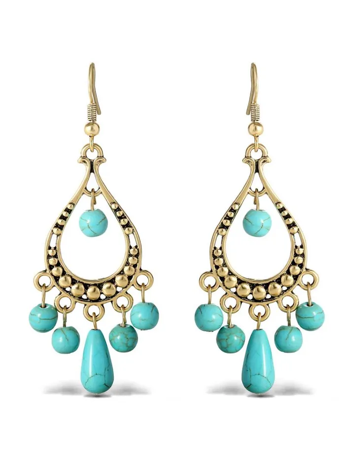 Women Jessica Simpson Turquoise Collection Turquoise Bead Chandelier Earrings