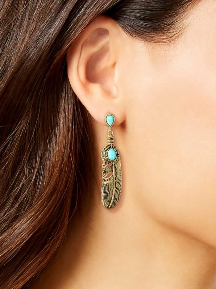 Women Jessica Simpson Turquoise Collection Turquoise Stone Feather Drop Earrings Women Jessica Simpson Turquoise Collection Turquoise Stone Feather Drop Earrings
