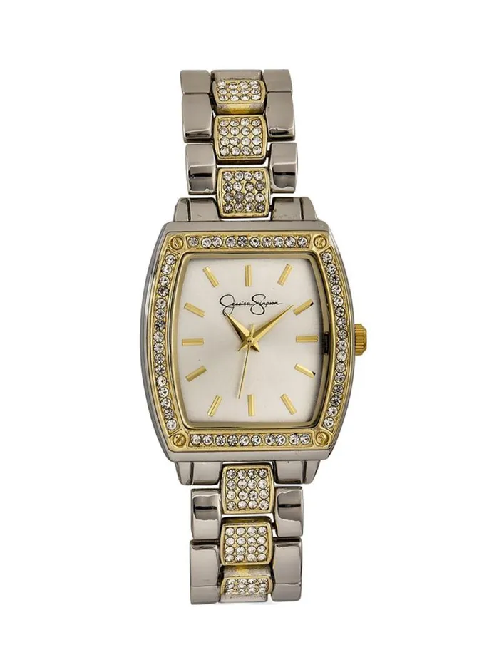 Women Jessica Simpson Watches Two Tone Tonneau Crystal Bracelet Watch