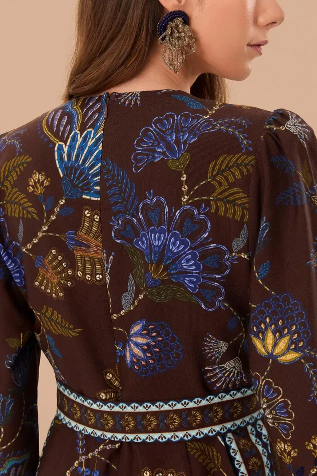 Women Jumpsuits Farm Rio Brown Embroidered Garden V Neck Jumpsuit