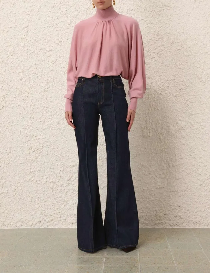 Women Knitwear Zimmermann Batwing Sweater Dusty Pink