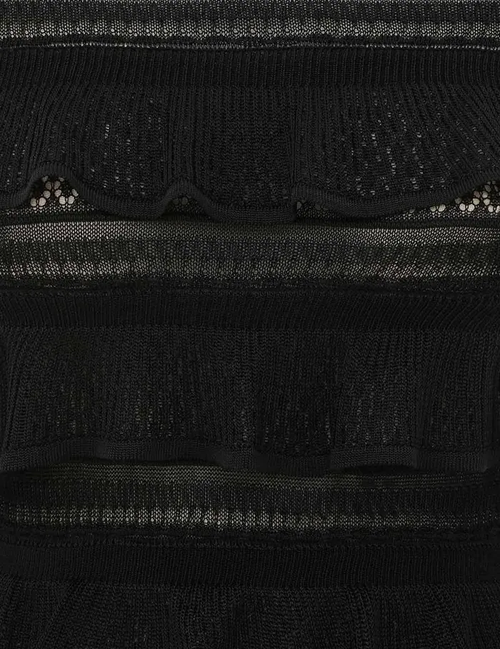 Women Knitwear Zimmermann Illustration Frilled Top Black