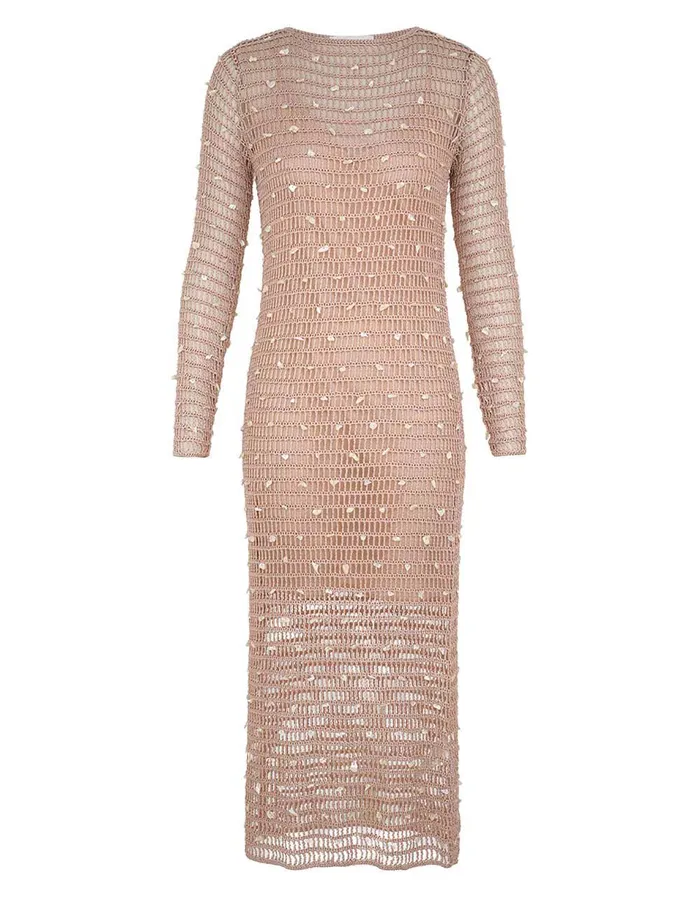 Women Knitwear Zimmermann Wylie Shell Crochet Midi Taupe