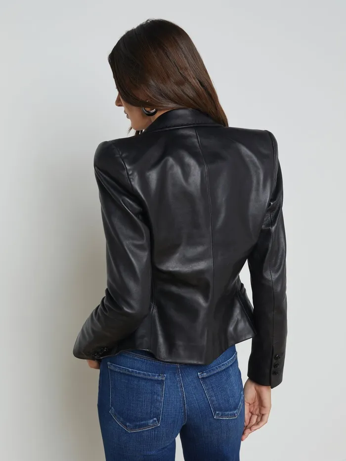 Women L039Agence Blazers and Jackets New Andalusia Leather Blazer Black Women L039Agence Blazers and Jackets New Andalusia Leather Blazer Black