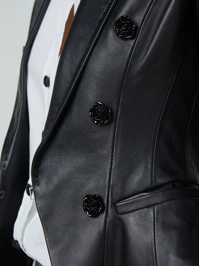 Women L039Agence Blazers and Jackets New Andalusia Leather Blazer Black Women L039Agence Blazers and Jackets New Andalusia Leather Blazer Black