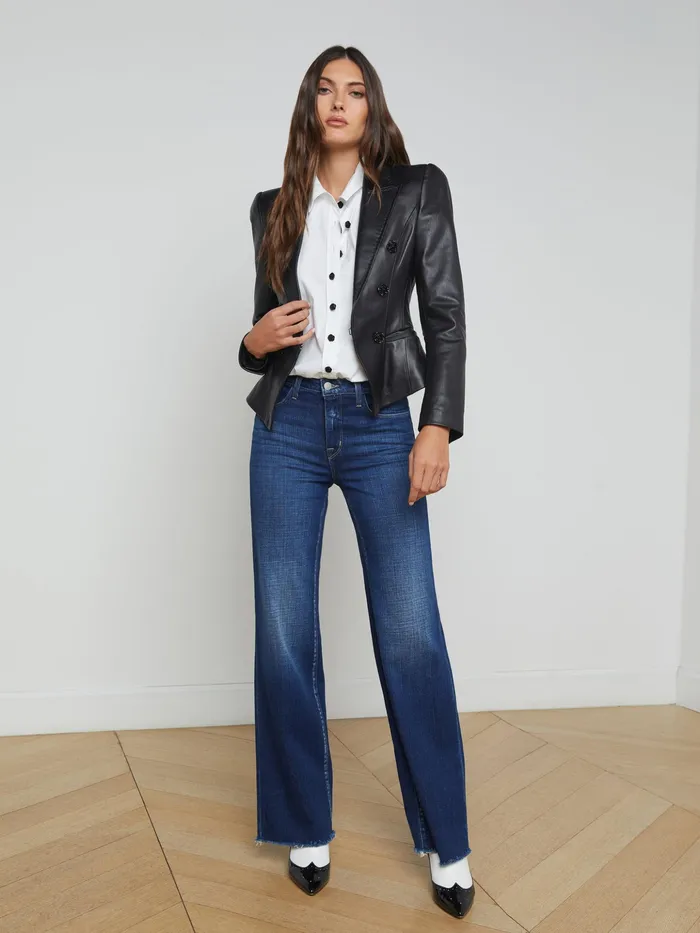Women L039Agence Blazers and Jackets New Andalusia Leather Blazer Black Women L039Agence Blazers and Jackets New Andalusia Leather Blazer Black