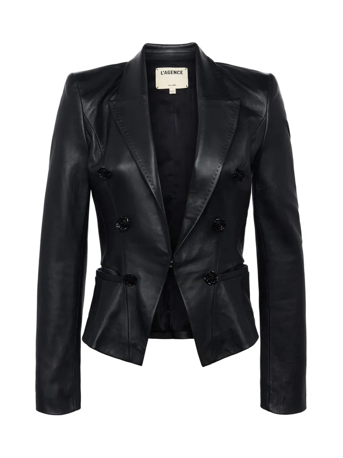 Women L039Agence Blazers and Jackets New Andalusia Leather Blazer Black Women L039Agence Blazers and Jackets New Andalusia Leather Blazer Black