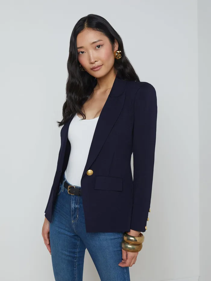 Women L039Agence Blazers and Jackets New Chamberlain Knit Blazer Midnightgold