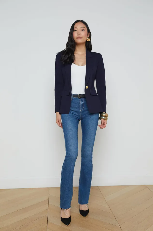 Women L039Agence Blazers and Jackets New Chamberlain Knit Blazer Midnightgold