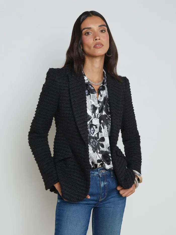 Women L039Agence Blazers and Jackets New Chamberlain Tweed Blazer Black