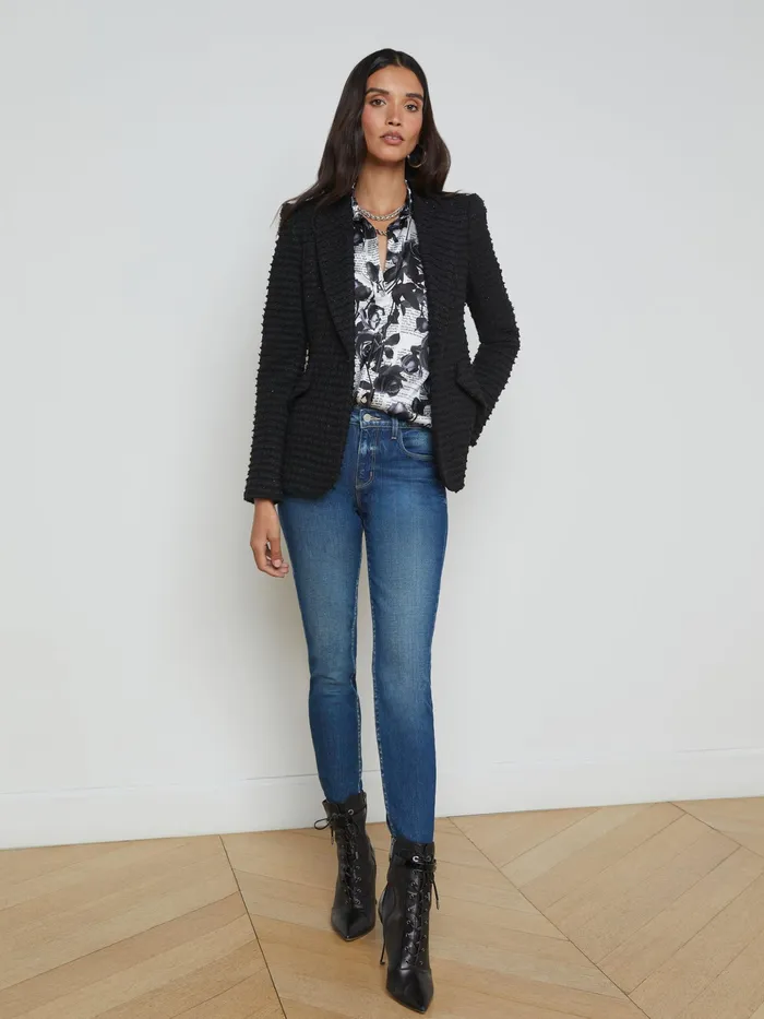 Women L039Agence Blazers and Jackets New Chamberlain Tweed Blazer Black