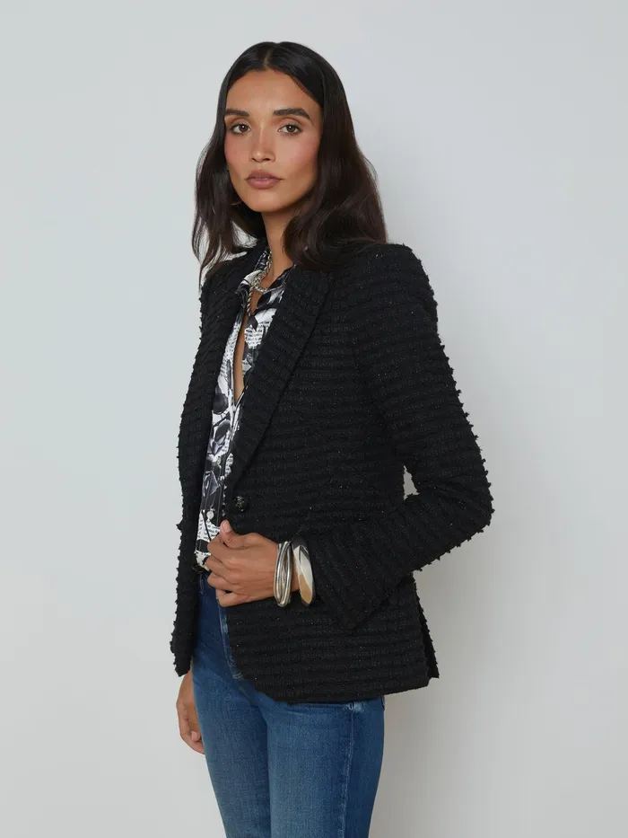 Women L039Agence Blazers and Jackets New Chamberlain Tweed Blazer Black