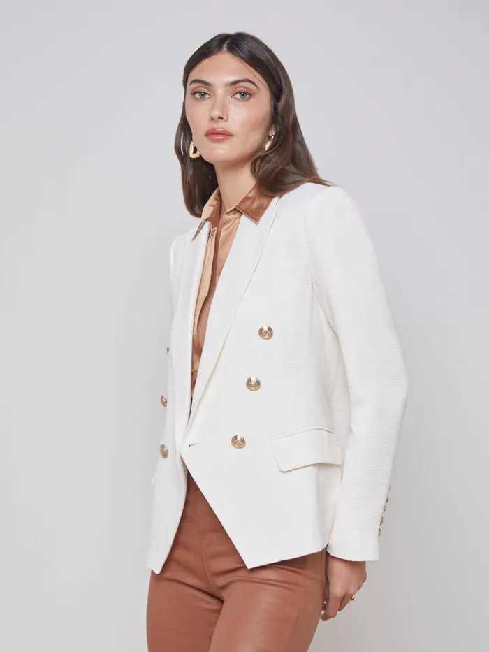 Women L039Agence Blazers and Jackets New Kenzie Blazer Ivorypearl Silver
