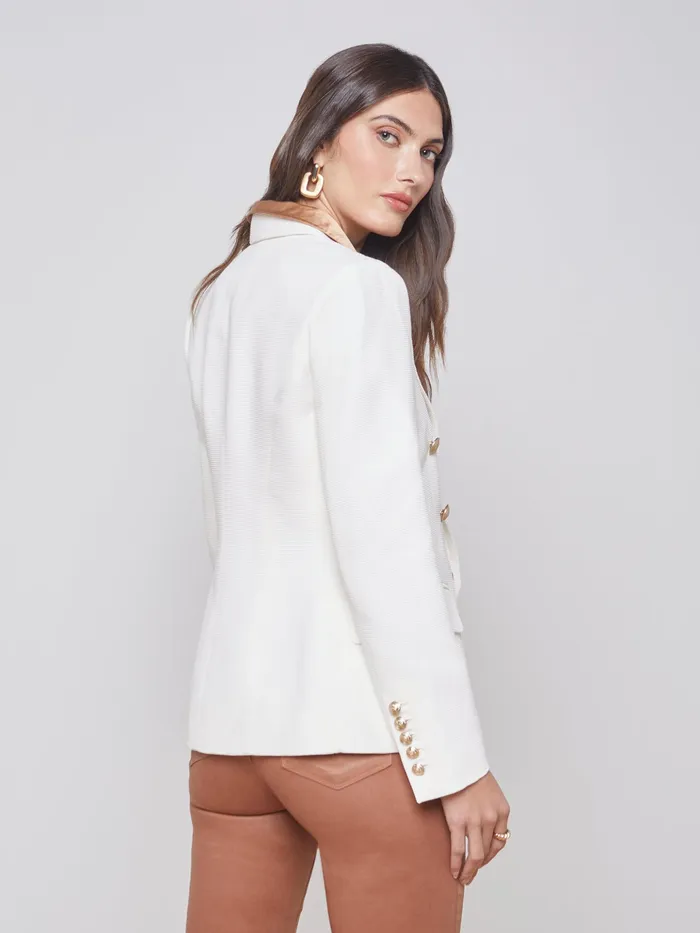 Women L039Agence Blazers and Jackets New Kenzie Blazer Ivorypearl Silver Women L039Agence Blazers and Jackets New Kenzie Blazer Ivorypearl Silver