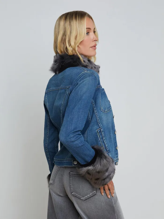 Women L039Agence Blazers and Jackets New Shea Shearling Denim Jacket Authentique Women L039Agence Blazers and Jackets New Shea Shearling Denim Jacket Authentique