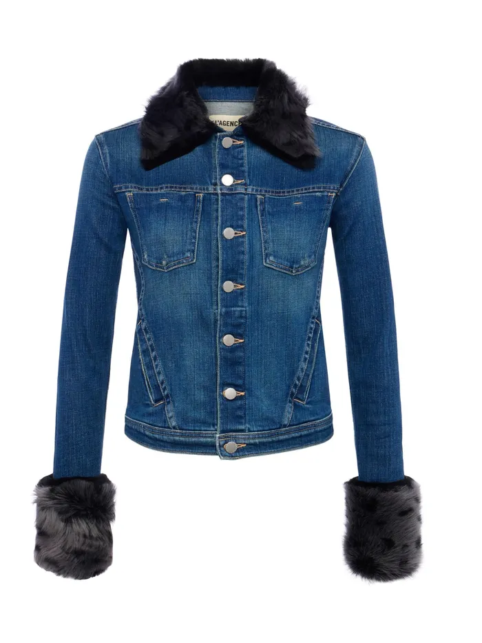 Women L039Agence Blazers and Jackets New Shea Shearling Denim Jacket Authentique Women L039Agence Blazers and Jackets New Shea Shearling Denim Jacket Authentique